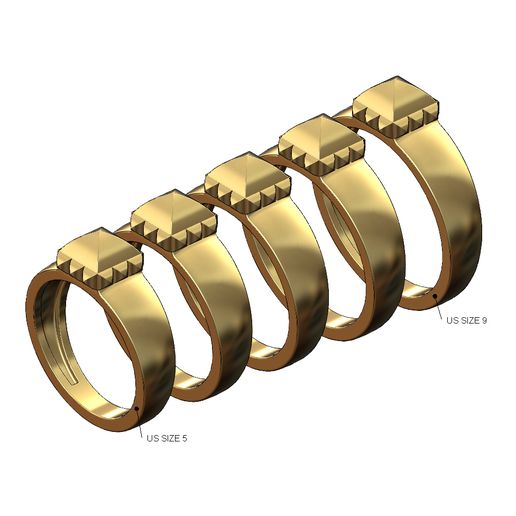 Square rounded studs fashion band US sizes 5to9 3D print model 3D model