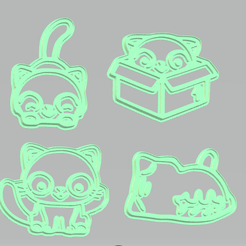 set-gatitos.png STL file Kitty Cutter Set・3D printer design to download