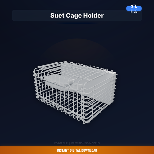 Suet Cake Cage Holder, Hangs From Branch, Woodpecker - 3D Printable STL File