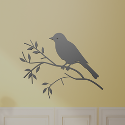 Bird-on-a-Branch-2.png Fichier STL Art mural Brid・Idée pour impression 3D à télécharger