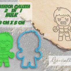 hulkr-en-masa1.jpg Archivo STL HULK CORTADOR DE GALLETAS, FONDANT・Modelo para descargar y imprimir en 3D