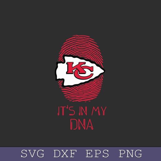 It’s In My DNA Chiefs SVG, Kansas City Chiefs Football SVG for Cricut and Silhouette, PNG DXF EPS Files - 3D model önizlemesi