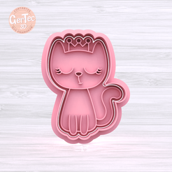 1.312.png STL-Datei GATITA CON CORONA Cortador con Stamp / Ausstechform Katze mit Krone・3D-druckbares Modell zum Herunterladen