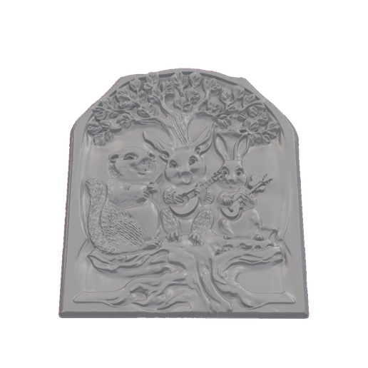 Woodland Animal Musicians Under Tree Arched Panel STL