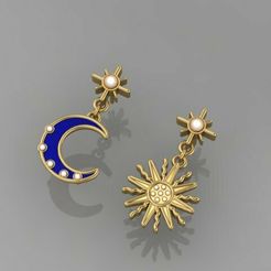 877.jpg Archivo DWG pendiente luna y estrella・Objeto para impresora 3D para descargar