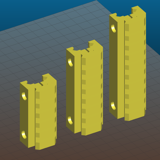 Picatinny riser for AR15, M4, M16, AK - 80mm and 100mm length, 7 and 9 slots, 16mm height 3D model
