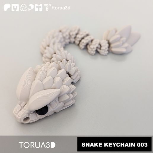 Articulated Snake Keychain 003 - Print in place  - No supports - 3mf - stl