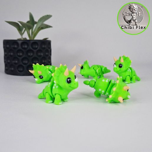 4.jpg Flexi Mini Triceratops | Print In Place | No Supports