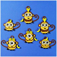 2016minions_monkey_03.jpg Free STL file Monkey Minions Keychain / Magnets・Template to download and 3D print