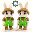il_fullxfull.5849599498_6259.jpg Articulated Bunny Farmer by Cobotech, Articulated Toys, Desk Decor, Easter Cool Gifts