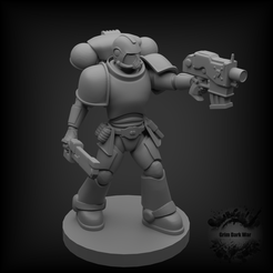 01.png STL-Datei Gepanzerter Soldat mit Schwert und Pistole・3D-Drucker-Vorlage zum herunterladen