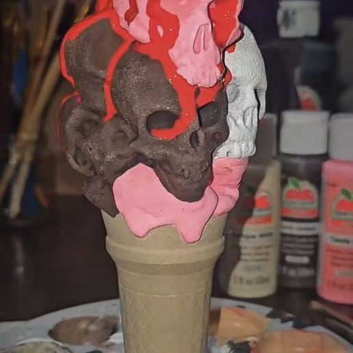 iscream3.jpg I Scream Cone PRINT IN PLACE Ice cream monster by Pretzel Prints Skull dessert
