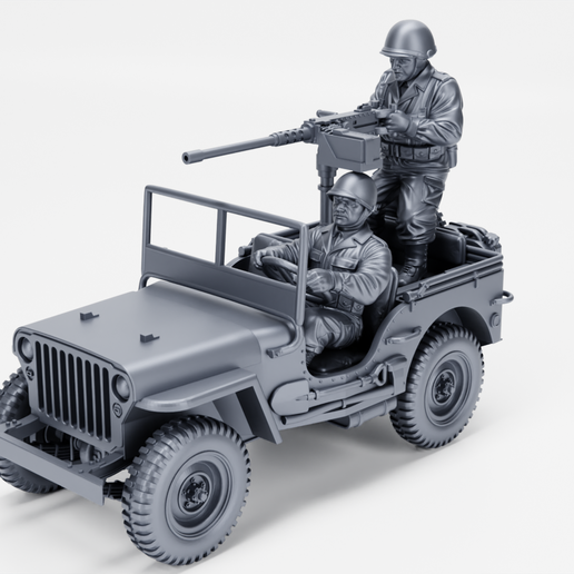 Jeep willys with 50cal MG + Soldiers (US, WW2)