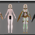 3c.png Golden Knight Girl - Realistic Female Character - Blender Eevee