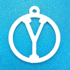 YInitialRoundGiftTag3DPrintPhoto1.jpg STL-Datei Y - Initiale Rundes Geschenkanhänger Ornament・Design für 3D-Drucker zum herunterladen