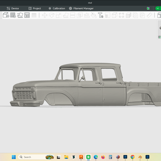 1966 Ford F-250 Crown Crew Cab custom pickup truck model scale to 1/24 true life, hollow shell body, scale to size as needed, rc truck body, rock crawler body, trail truck, 3d print, stl file