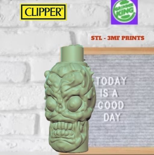 FUNDA MECHERO CLIPPER .CLIPPER ,ALIEN HEAD , LIGHTER CASE CUBIERTA ENCENDEDOR CLIPPER. HD STL Y 3MF . FDM-SLA.