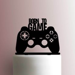JB_Playstation-Controller-Born-to-Game-225-A799-Cake-Topper.jpg STL file TOPPER JOYSTICK BORN TO GAME・3D print design to download