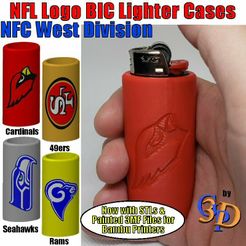 Bic-NFL-NFC-West-Img.jpg Fichier STL NFL Football Etuis à briquets Bic Division NFC West Cardianls 49ers Seahawks Rams・Plan imprimable en 3D à télécharger