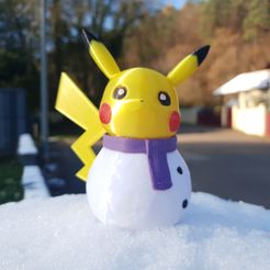 3D file PIKACHU SNOWMAN CHRISTMAS POKEMON DECOR ☃️・3D print model to  download・Cults