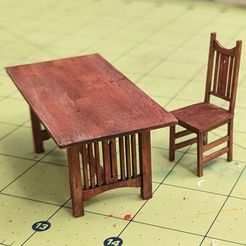 sproutchairtablepainted.jpg 1:24 Arts and Crafts Style Dining Table and Chair