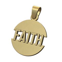 FAITH-split-round-pendant-charm-00.jpg STL file Faith split round pendant with bail 3D print model・3D printable design to download