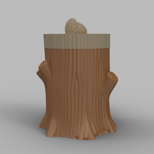 🌳 Woodland Tree Stump Box with Acorn Lid・ STL File for 3D printing・Cults