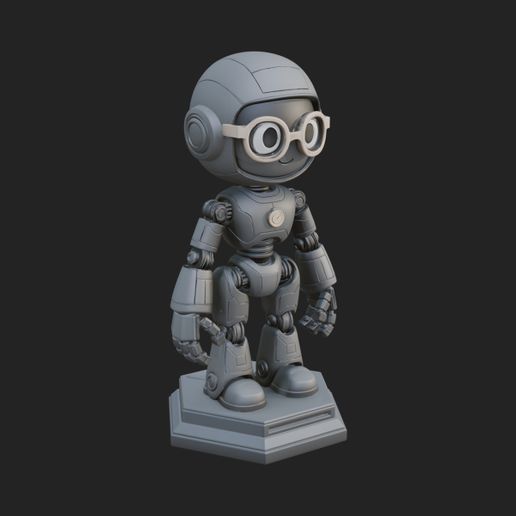 Chibi Round Head Robot Statue Design 5 - 3D Print Model