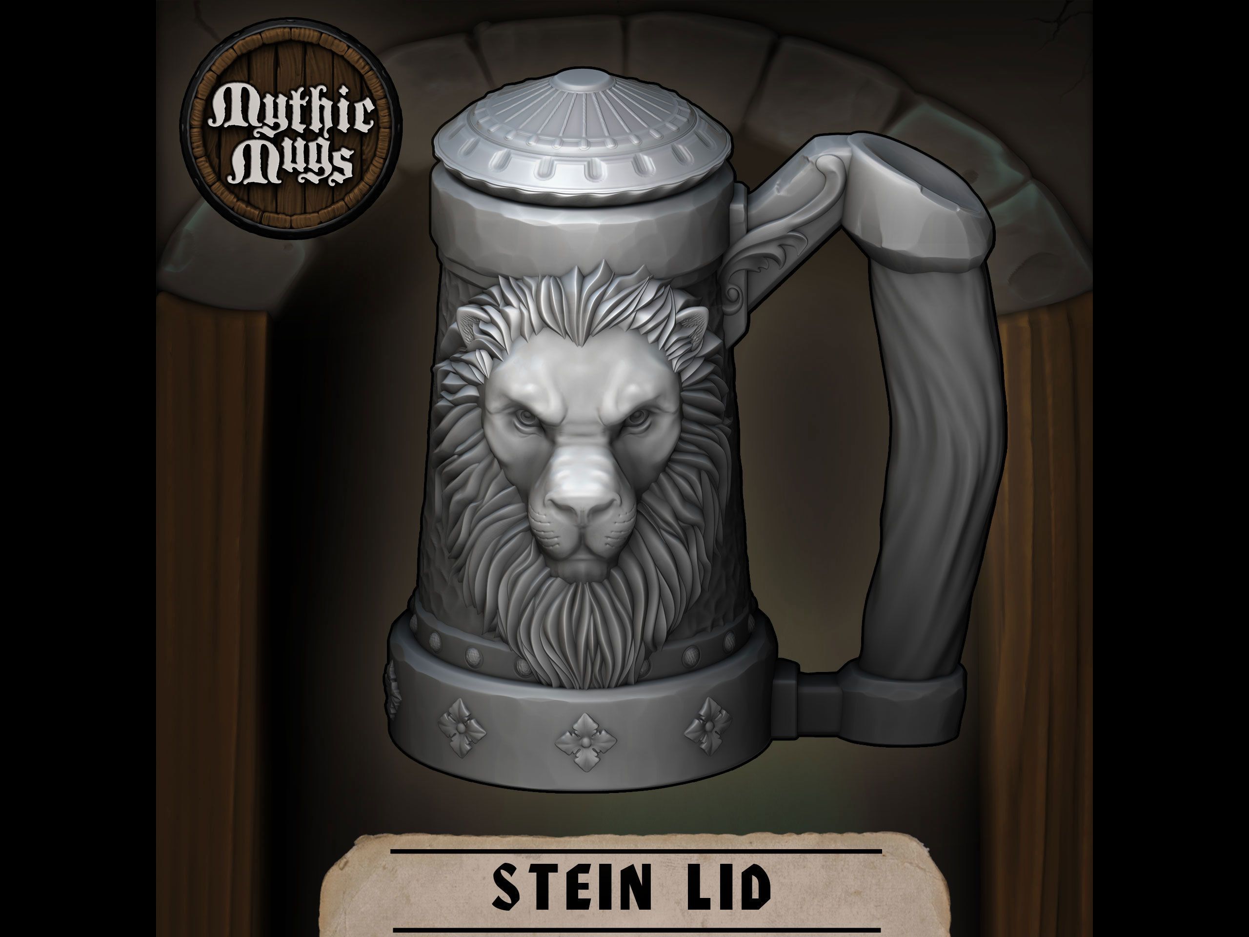 03.jpg Free STL file Mythic Mugs - Lion's Brew - Can Holder / Storage Container・3D printer model to download, ArsMoriendi3D
