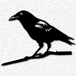 project_20230604_1317170-01.png Fichier STL art mural corbeau corbeau sur une branche décoration murale 2d art・Modèle imprimable en 3D à télécharger