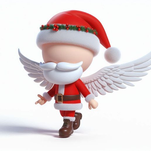 Winged Santa Angel Figurine - Cute Holiday Decor