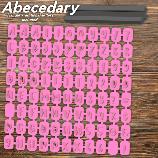 Abecedary Stamp V2 Capital Letters - 3D model önizlemesi