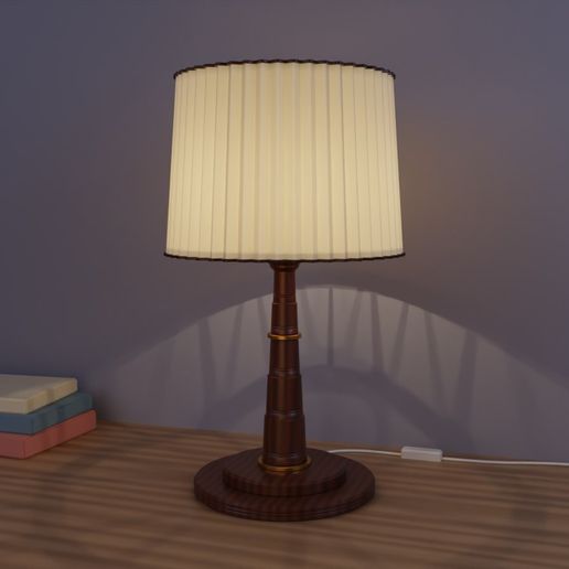 Pleated Drum Table Lamp - Mid-Century Walnut and Brass, Accordion Shade, Sunburst Spider, USB LED
