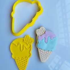 WhatsApp-Image-2023-09-22-at-09.42.48.jpeg STL file ICE CREAM CONE COOKIE, FONDANT, CLAY CUTTER WITH STAMP・3D printer model to download