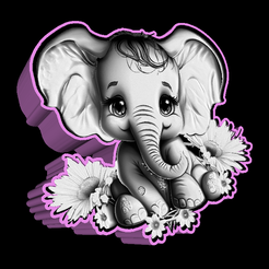 olifantboxklaar.png Lightbox Baby elephant lithophane