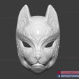 Kitsune_Fox_Mask_3D_print_file_08.jpg Japanese Fox Mask Demon Kitsune Cosplay Mask, Helmet 3D Print Model