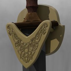VikingSwordHangerRender.jpg Free STL file Viking Sword Hanger・3D printing template to download