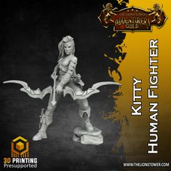 Kitty-Human-Fighter-D.jpg Download file Heroes of The Dale - Kitty, Female Fighter (32mm scale, Pre-supported Miniature) • 3D print object, Lion_Tower