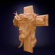 jesus_cross_face_02.jpg ✝️ Rostro de Cristo na Cruz com Coroa de Espadas - Modelo 3D de Arte Sacro