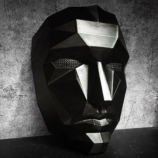 🦑 Squid Game Mask - Polygon Front Mask With Stand Base・3D