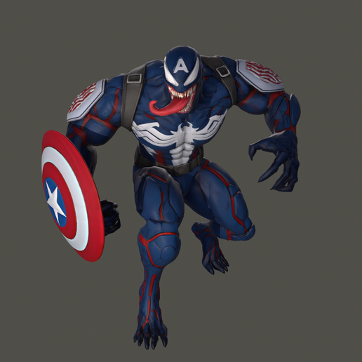 VENOMIZED CAPTAIN AMERICA STATUE - Marvel Symbiote Hero - High Detail 3D Printable Figure