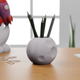 Render01.png Moon Pen Holder Organizer - Stylized 3D Model