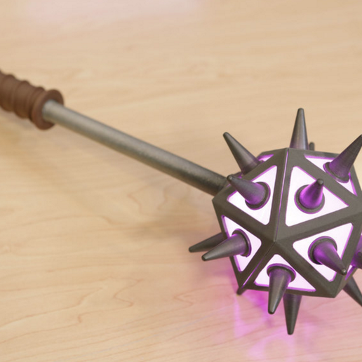 👽 Glowing Icosahedron Mace with Spikes・Free STL File for ・Cults