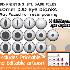 1.png Ball Jointed Doll Eye Bases (20mm) - For FDM or SLA Printing