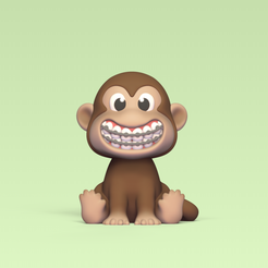 Monkey-Smiling1.png Fichier 3D Singe souriant・Plan pour impression 3D à télécharger, Usagipan3DStudios