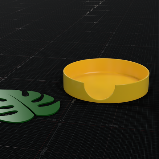 GLASS / CUP / LEAF-SHAPED CUP SUPPORT + STORAGE BASE