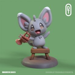 1.jpg STL-Datei Minccino spielt auf der Trompete!・3D-druckbares Modell zum Herunterladen