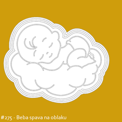 Beba-spava-na-oblaku.png STL file Baby on the cloud cookie cutter・3D print design to download