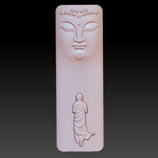 buddha face and monk