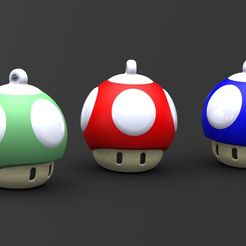 Mushroom keychain 1.2.JPG STL file Mushroom 1up Keychain・Model to download and 3D print